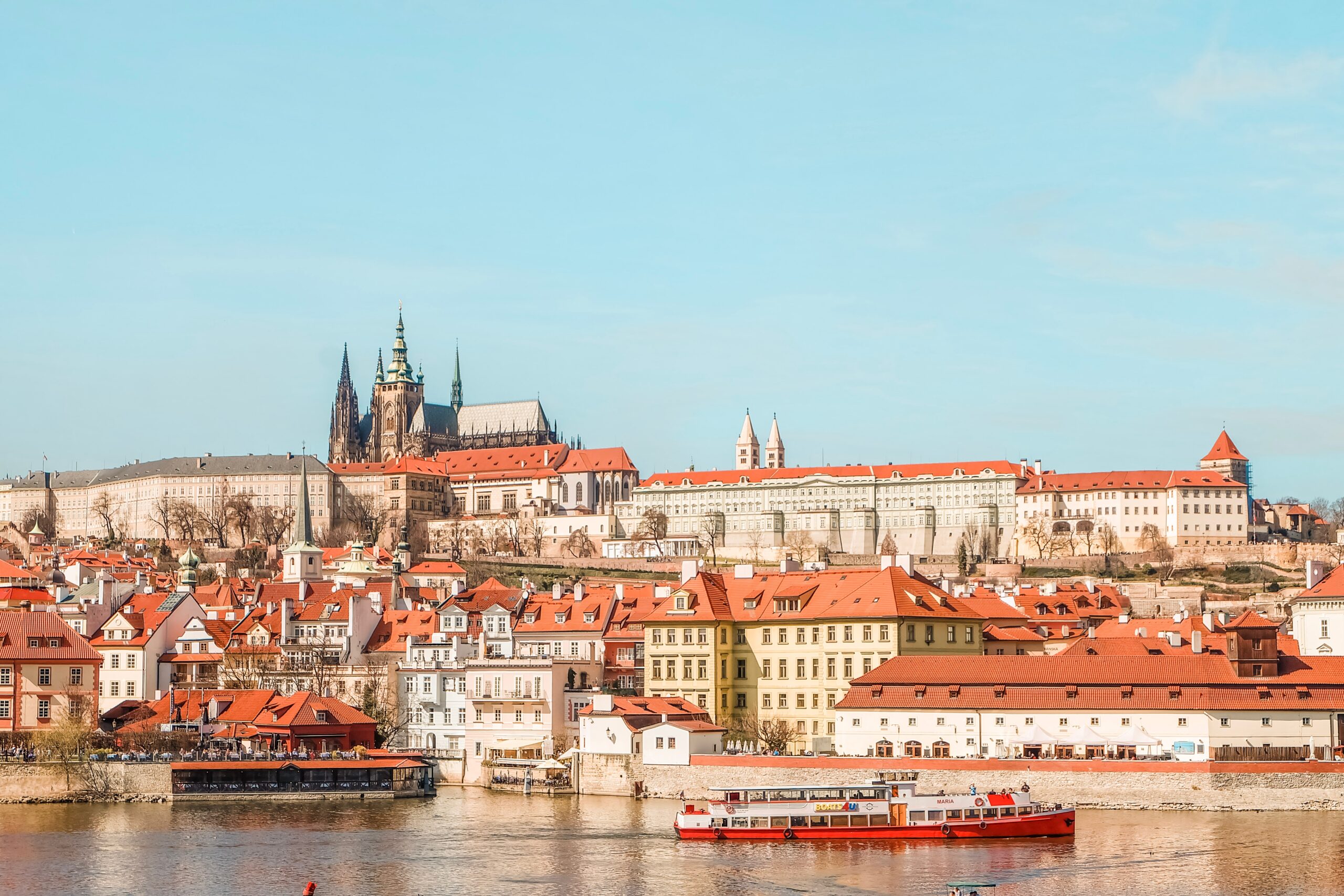Prague Castle shot from across the River Vltava