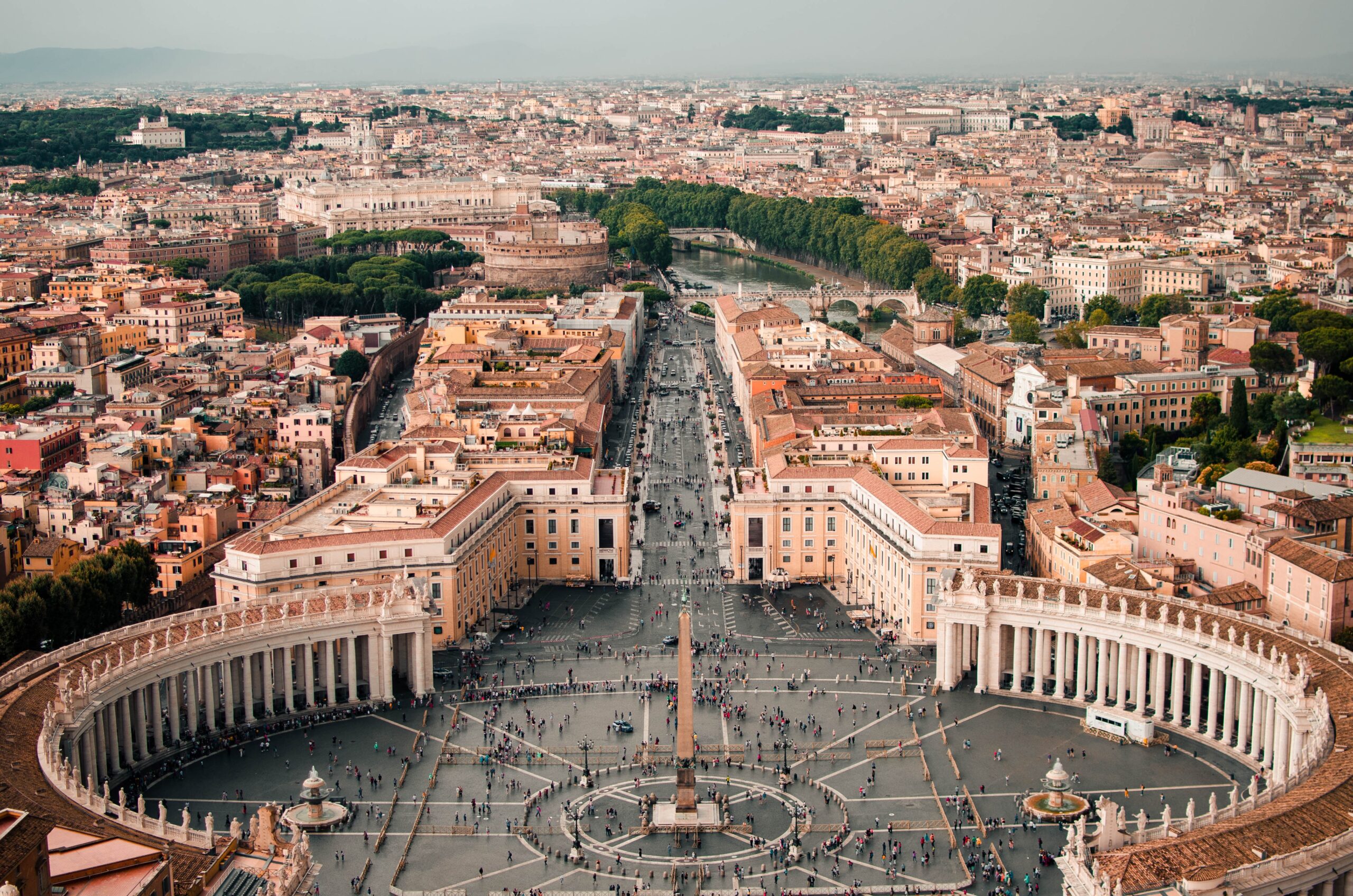 An aerial shot of the Vatican City